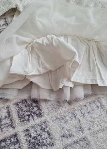 Kız Çocuk Beyaz Fırfırlı Uzun Kollu Elbise - Görsel 5