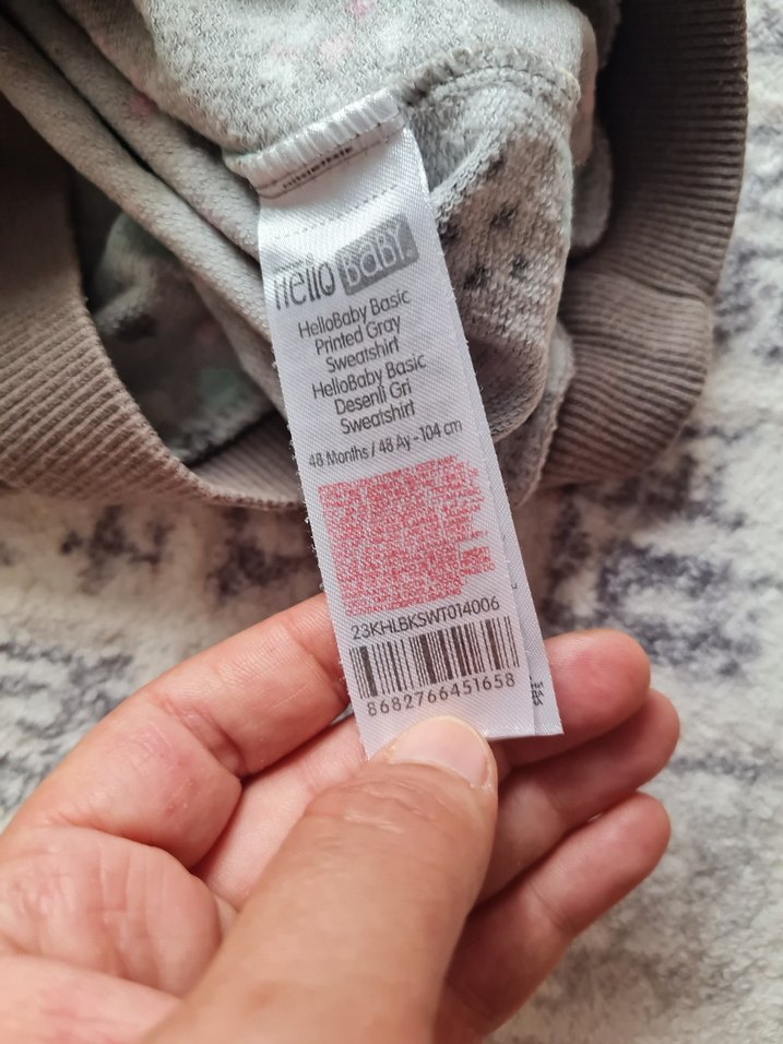 Kız Çocuk Gri Uzun Kollu Baskılı Sweatshirt - Görsel 4