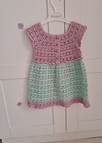 Kız Çocuk Dantel Detaylı Örgü Elbise - Görsel 2