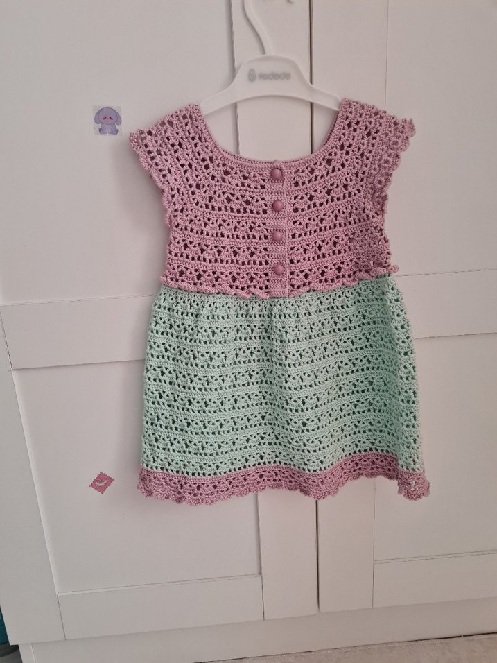 Kız Çocuk Dantel Detaylı Örgü Elbise - Görsel 2