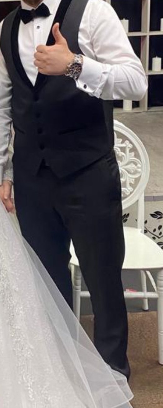 Parlak Siyah Klasik Damatlık Takım Elbise - Görsel 2