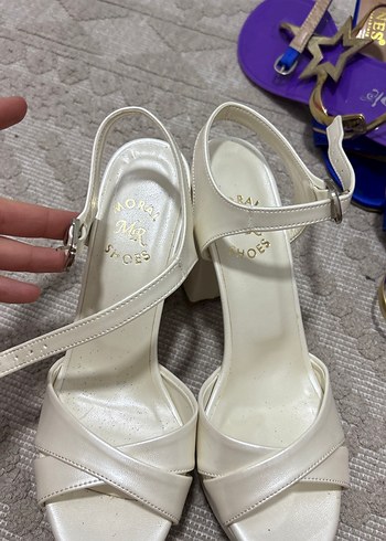 Beyaz Platform Topuklu Kadın Abiye Ayakkabı - Görsel 3