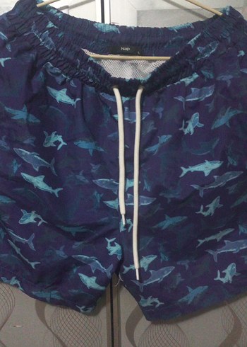 Kuşaklı Erkek Mavi Mini Deniz Şortu - Görsel 2