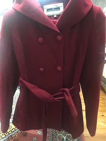 Kaşe kaban bordo - Görsel 4