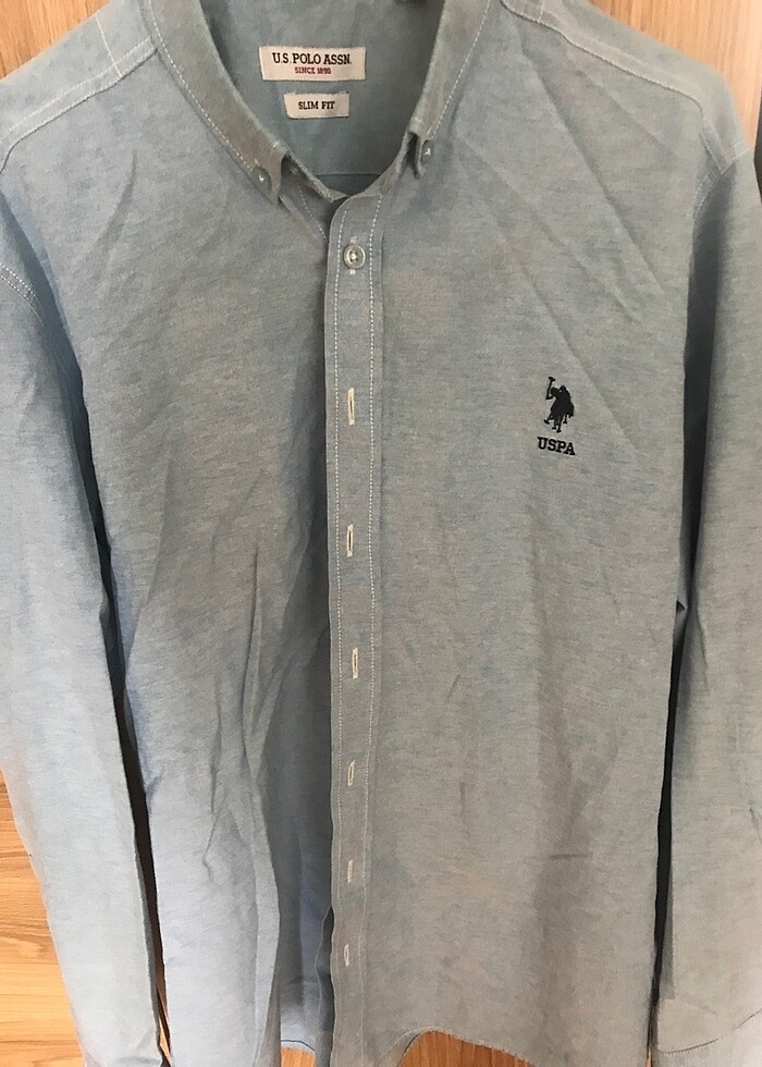 Polo mavi gömlek slimfit - Görsel 3