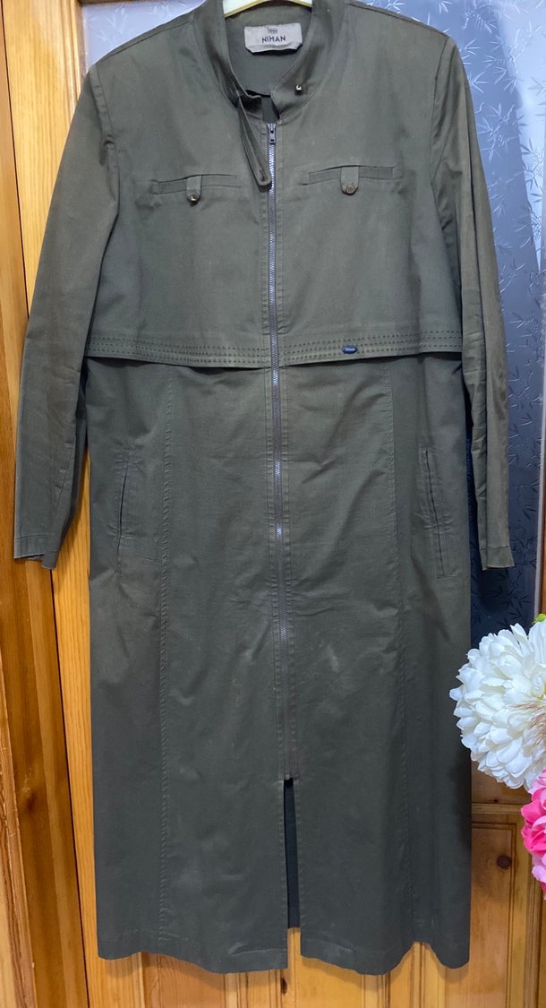 Haki yeşil uzun kap, - Görsel 2