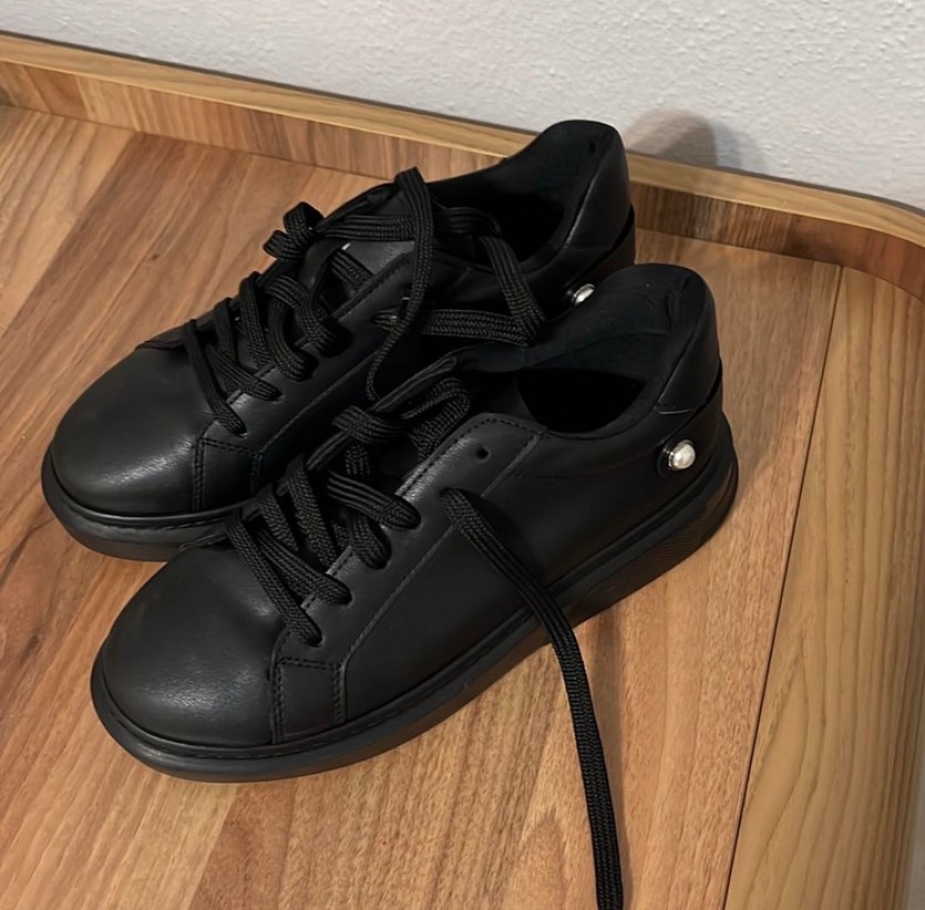 Siyah Platform Topuklu Bağcıklı Kadın Spor Ayakkabı - Görsel 2