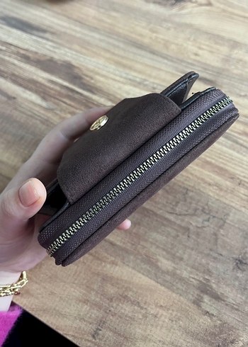 Kahverengi Süet Kadın Cüzdanı Tokalı - Görsel 2