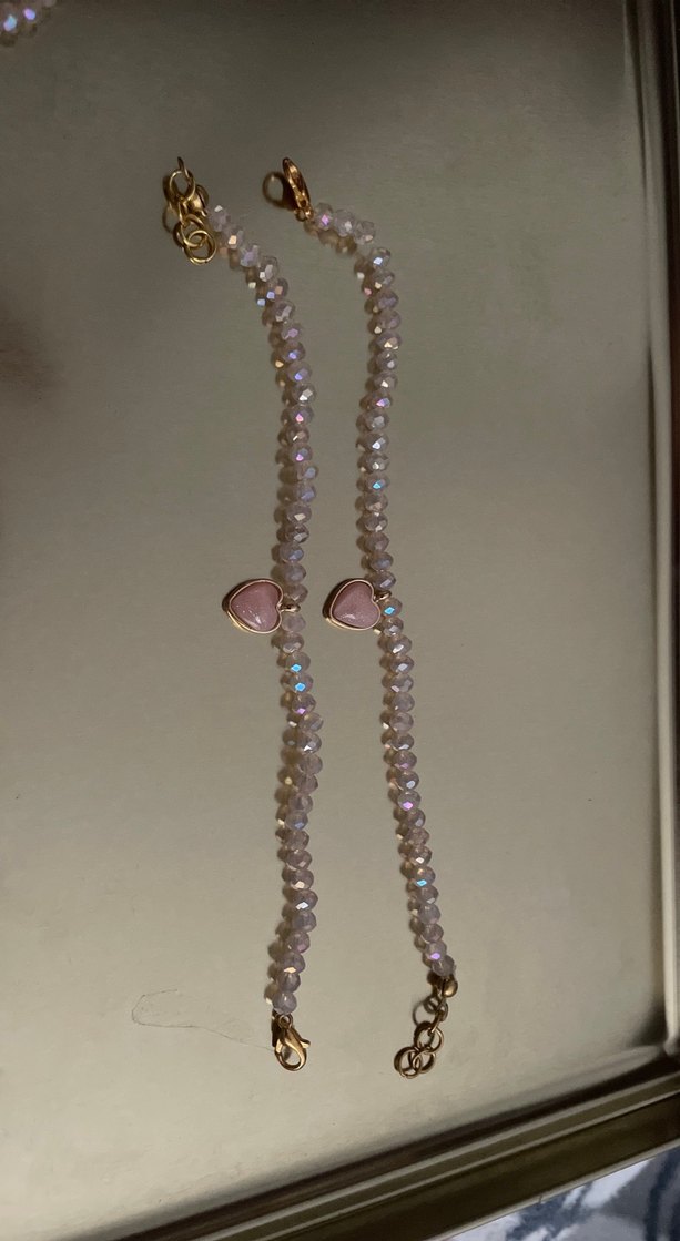 Pembe Boncuklu Midi Bohem Kalp bileklik - Görsel 2