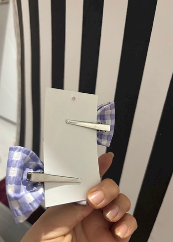 Mor Ekose Desenli Çocuk Fiyonk Toka - Görsel 4