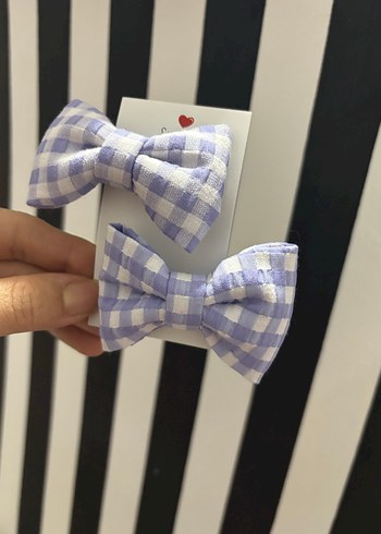 Mor Ekose Desenli Çocuk Fiyonk Toka - Görsel 2