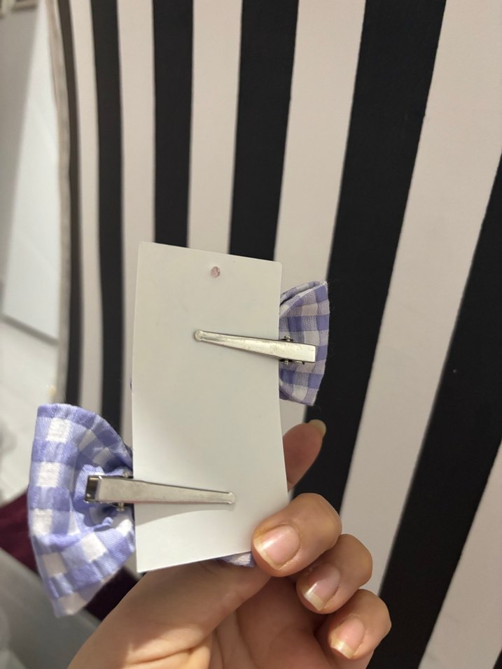 Mor Ekose Desenli Çocuk Fiyonk Toka - Görsel 4