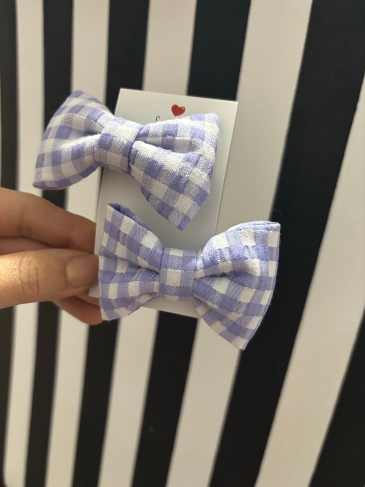 Mor Ekose Desenli Çocuk Fiyonk Toka - Görsel 2