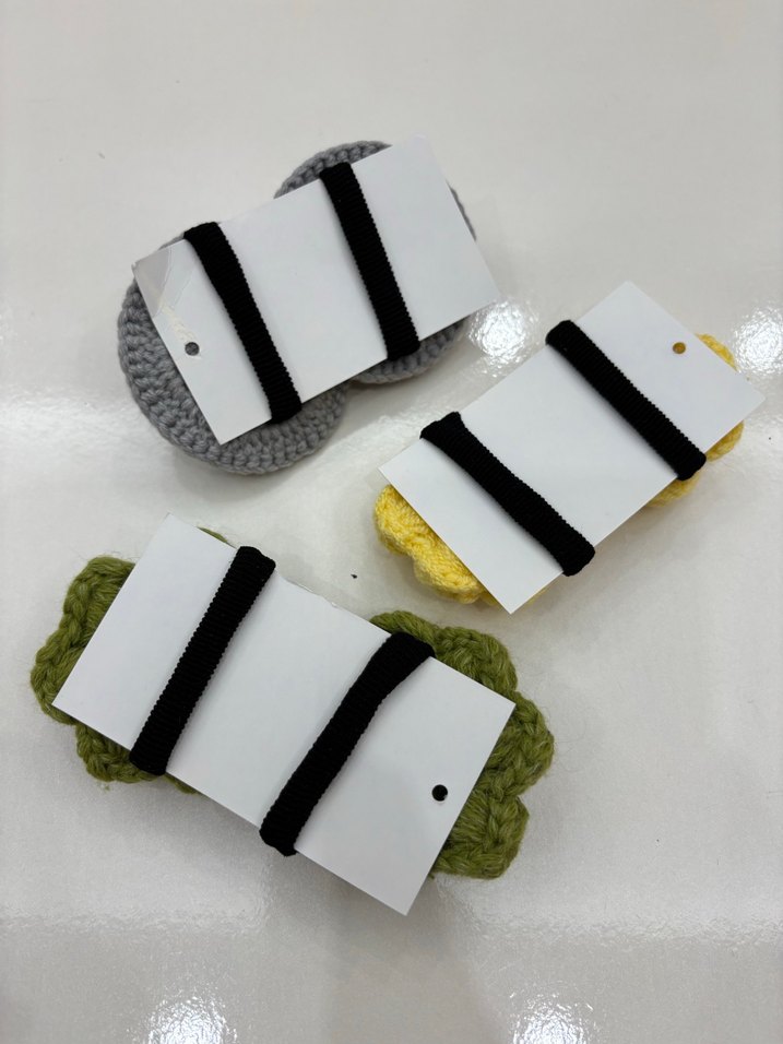 Çiçek Desenli Örgü Çocuk Toka Seti - Görsel 4