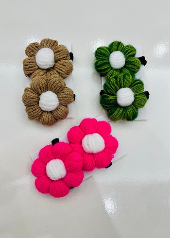 Çiçek Desenli Elastik Çocuk Toka Seti - Görsel 2