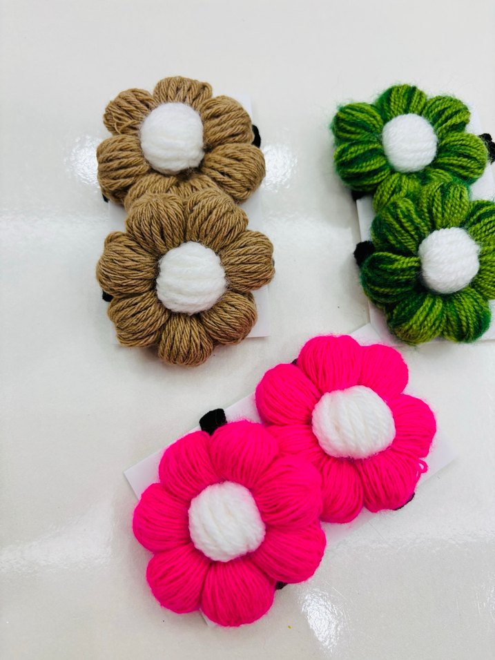 Çiçek Desenli Elastik Çocuk Toka Seti - Görsel 3