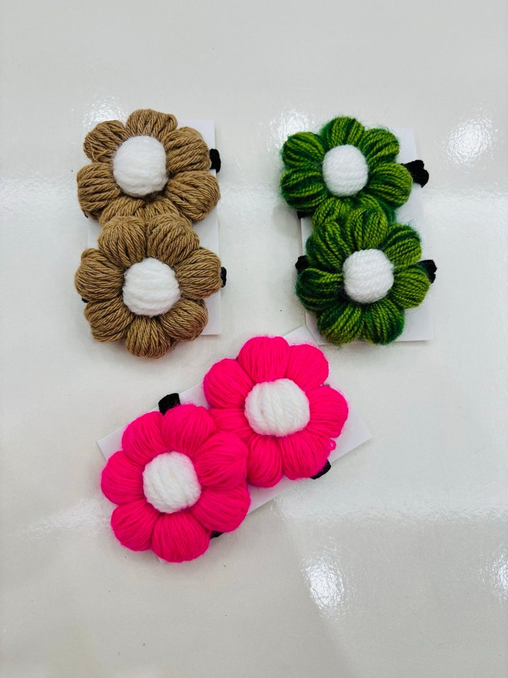 Çiçek Desenli Elastik Çocuk Toka Seti - Görsel 2