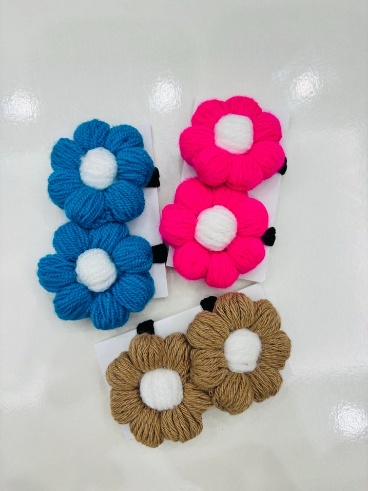 Çiçek Desenli Renkli Lastikli Çocuk Toka Seti - Görsel 2