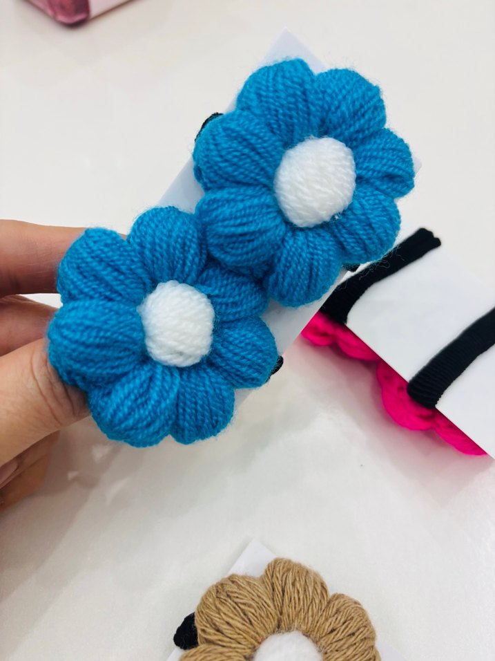 Çiçek Desenli Renkli Lastikli Çocuk Toka Seti - Görsel 4