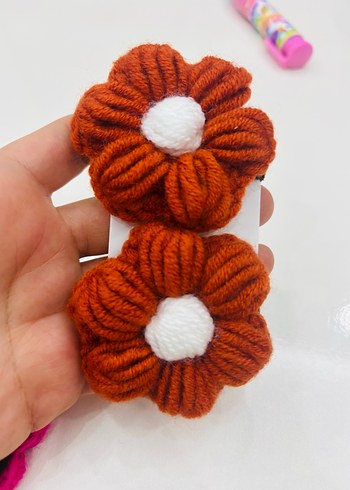 Çiçek Desenli Örgü Çocuk Saç Tokası - Görsel 5