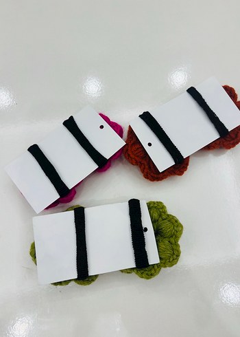 Çiçek Desenli Örgü Çocuk Saç Tokası - Görsel 4