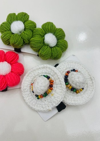 Renkli Örgü Çocuk Saç Tokaları - Görsel 2