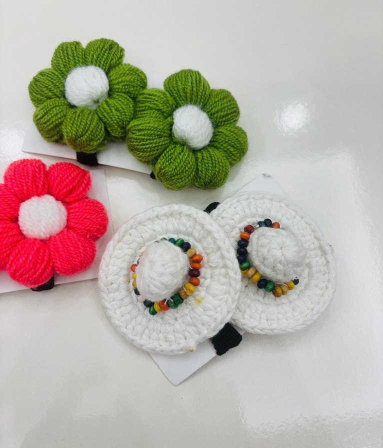 Renkli Örgü Çocuk Saç Tokaları - Görsel 2