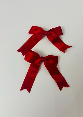 Kırmızı Triko Fiyonk Saç Aksesuarı - Görsel 3
