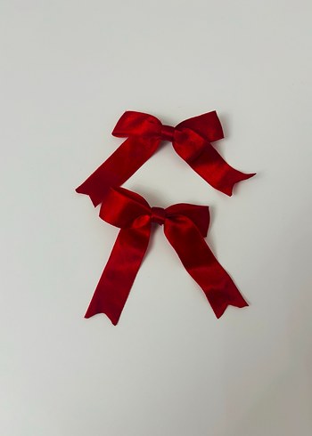 Kırmızı Triko Fiyonk Saç Aksesuarı - Görsel 2