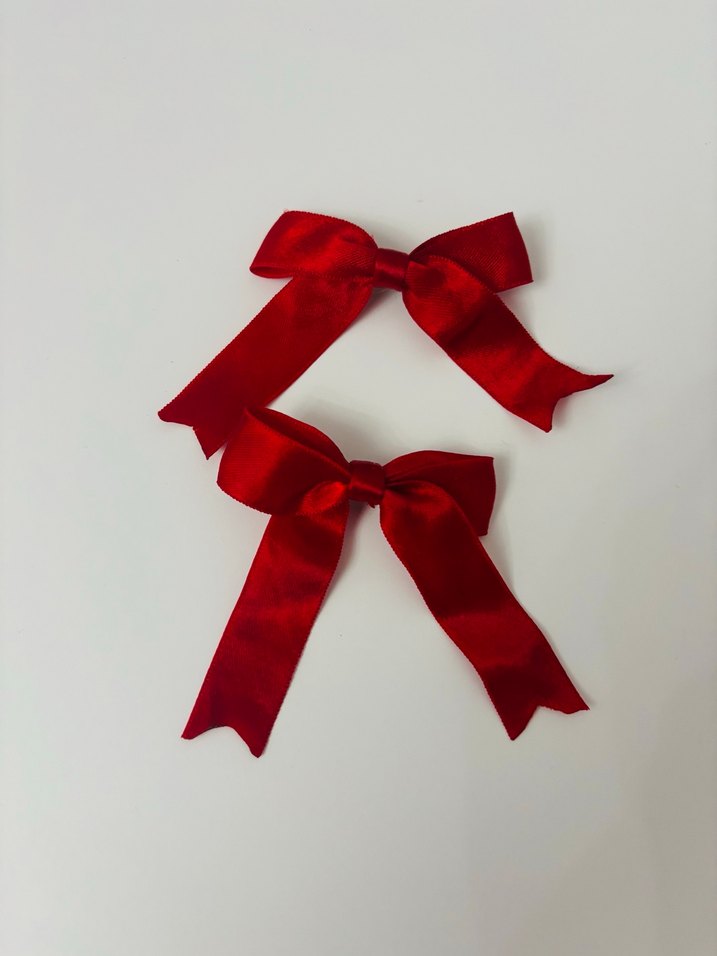 Kırmızı Triko Fiyonk Saç Aksesuarı - Görsel 3