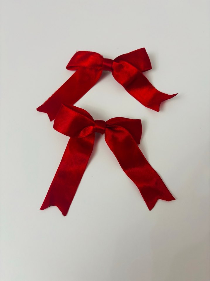 Kırmızı Triko Fiyonk Saç Aksesuarı - Görsel 4