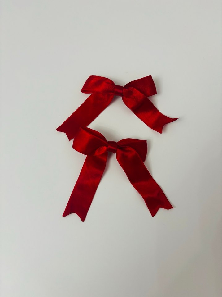 Kırmızı Triko Fiyonk Saç Aksesuarı - Görsel 2
