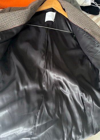 Mango Düğmeli Kahverengi Ekose Kadın Blazer Ceket - Görsel 3