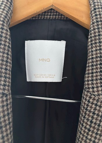 Mango Düğmeli Kahverengi Ekose Kadın Blazer Ceket - Görsel 5