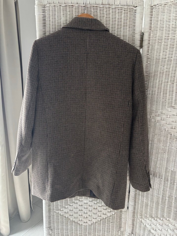 Mango Düğmeli Kahverengi Ekose Kadın Blazer Ceket - Görsel 2