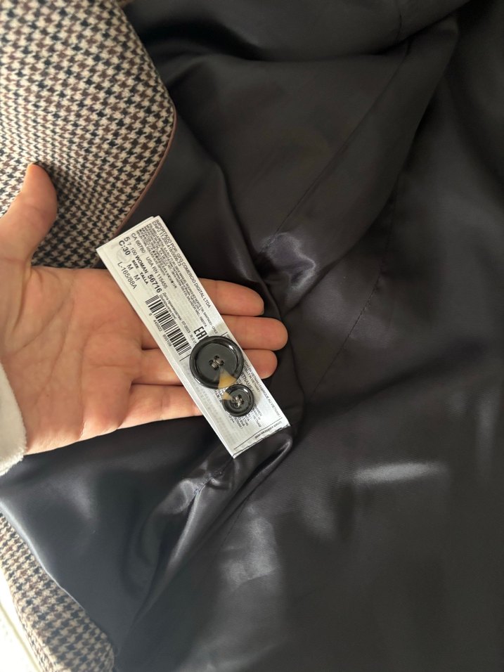 Mango Düğmeli Kahverengi Ekose Kadın Blazer Ceket - Görsel 4