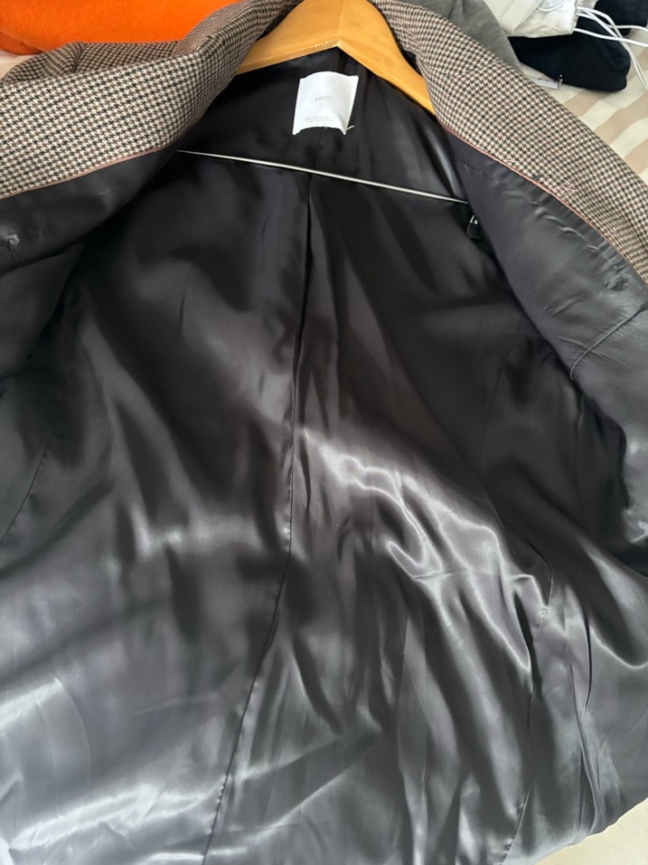 Mango Düğmeli Kahverengi Ekose Kadın Blazer Ceket - Görsel 3