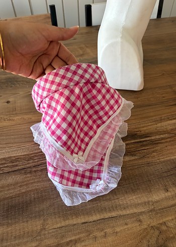 Diğer Pembe Ekose Fırfırlı taç bandana