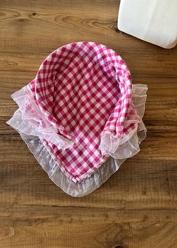 Beden pembe Renk Pembe Ekose Fırfırlı taç bandana