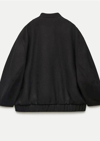 m Beden siyah Renk Zara Siyah Oversize Yünlü Bomber Ceket