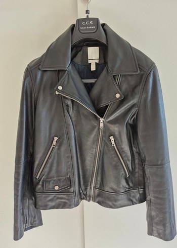 l Beden H&M %100 Hakiki Deri Biker Ceket Oversize