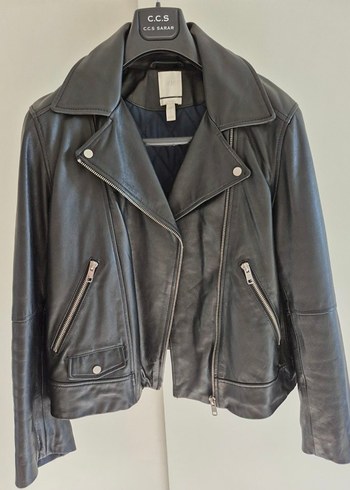 H&M H&M %100 Hakiki Deri Biker Ceket Oversize