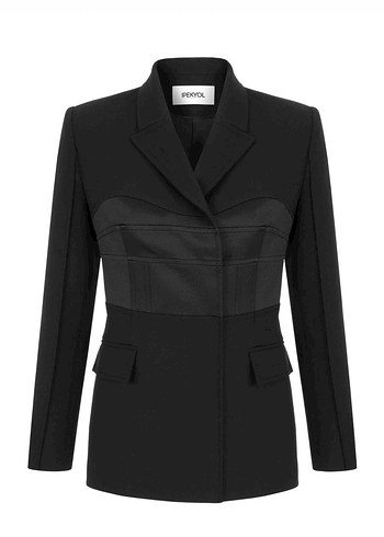 IPEKYOL Çıtçıt Kapama Siyah Blazer Ceket