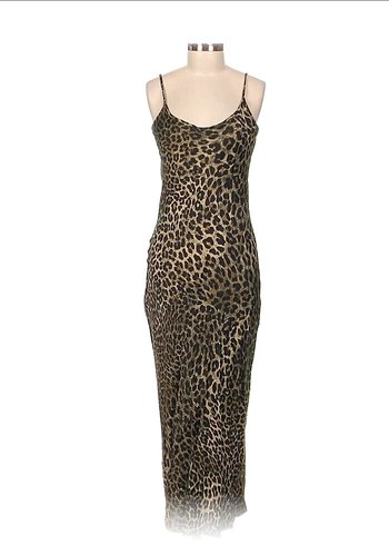 Mavi Jeans Mavi Jeans Leopar Desenli Uzun Askılı Kadın Elbise