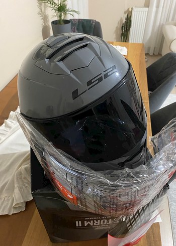 Parlak Gri Siyah LS2 Biker Motosiklet Kaskı - Görsel 7