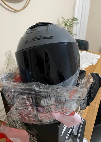 Parlak Gri Siyah LS2 Biker Motosiklet Kaskı - Görsel 4