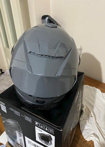 Parlak Gri Siyah LS2 Biker Motosiklet Kaskı - Görsel 5