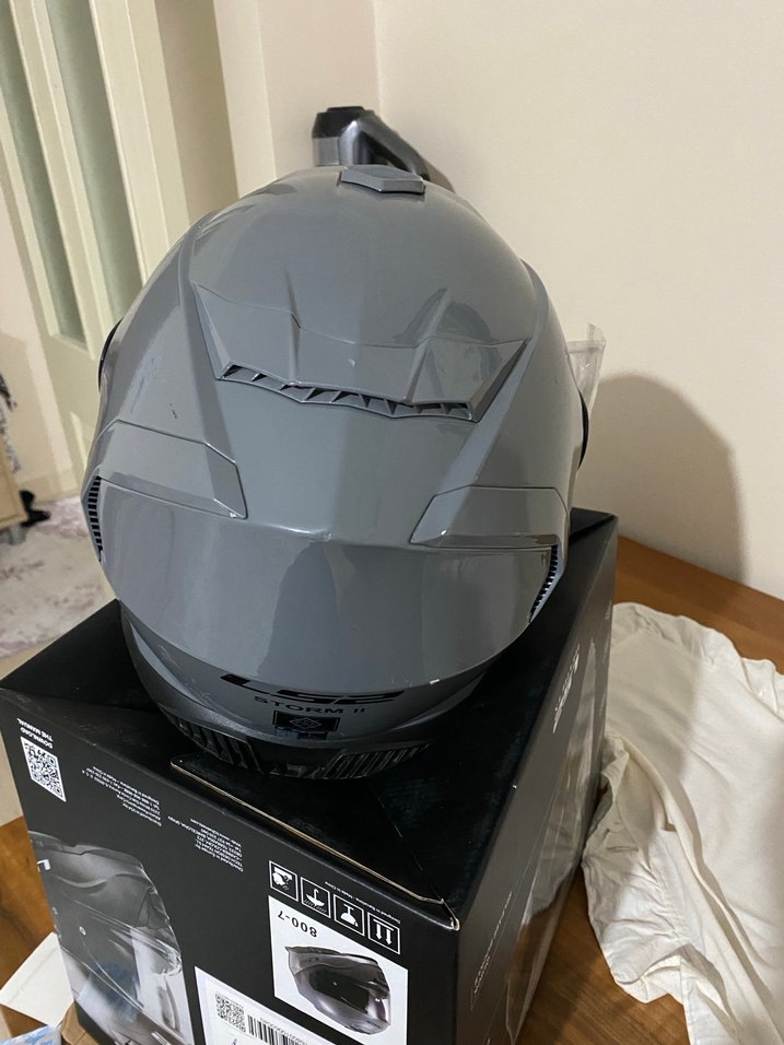 Parlak Gri Siyah LS2 Biker Motosiklet Kaskı - Görsel 5