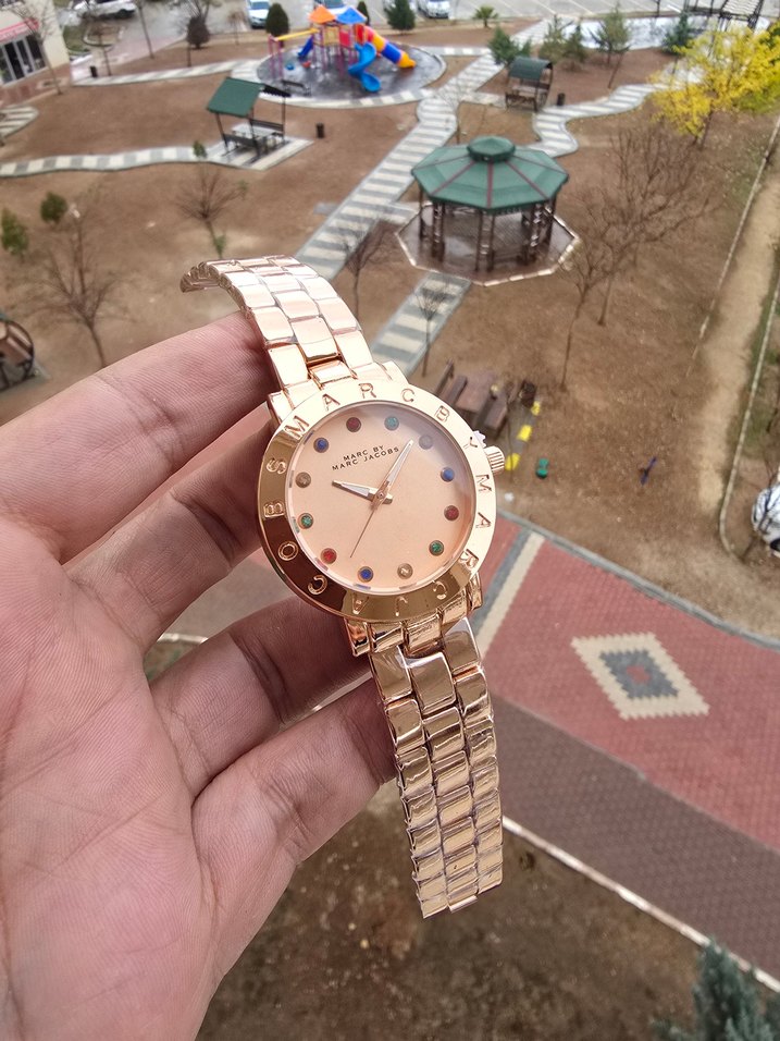 Renkli taşlı Rose Gold Kadın Kol Saati - Görsel 3