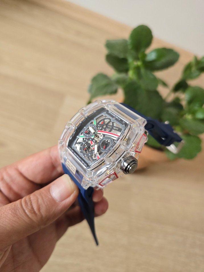 Ricard Mille Renkli Kordonlu Şeffaf Kasa Erkek Saat - Görsel 5